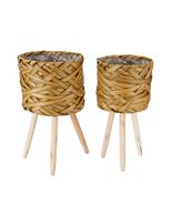 THY COLLECTIBLES Set of 2 Woven Planter Baskets with Plastic Lining and ... - $27.99