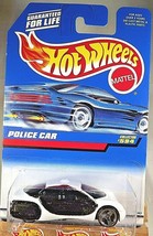 1997 Vintage Hot Wheels Collector #594 POLICE CAR White-Black w/Chrome 3 Spokes - £7.86 GBP
