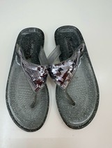 Skechers Cali Womens Sandals Size 6 Jelly FlipFlops Gray Sparkel Thong - $13.98