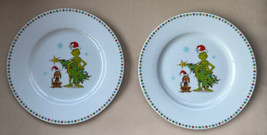 NEW 2 HOW THE GRINCH STOLE CHRISTMAS TREE &amp; MAX DESSERT SALAD PLATES NEW 8” - £23.04 GBP