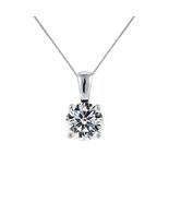 Genuine 14k White Gold 0.23" Round CZ Solitaire Pendant Necklace 16" to 22" - $292.00+