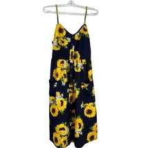 Women&#39;s Sunflower Print Sleeveless Dress Size L Blue - £11.00 GBP
