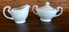 Vintage Harmony House Platinum sugar bowl and creamer Fine China made in... - $18.65
