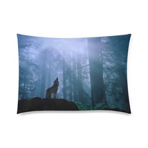 Wolf in Forest Dark Blue Pillow Case 30&quot; x 20&quot; (2 Sides) - $431.73 MXN