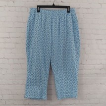 St Johns Bay Pants Womes 2X Blue Floral Cropped Pull On Capri Casual - $19.99