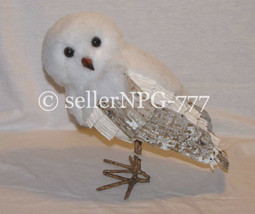 7&quot;  Arctic Snowy Great White Owl Winter Woodland Rustic Xmas Barn Decor Hedwig - £23.66 GBP