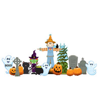 Friendly Halloween Outside Ghosts Pumpkin Graves Stand Up Decoration Standee - £95.21 GBP