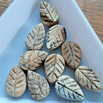 8mm  x 12mm Frosted Picture Jasper Leaf Beads (10) TEN BEADS - £2.36 GBP