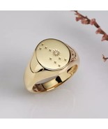 0.10CT Round Lab Created Diamond Star Signet Pinky Ring 14k Yellow Gold ... - $323.39