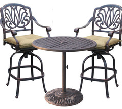 3-piece cast aluminum patio bistro set Elisabeth bar stools Nassau table - £808.81 GBP