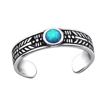 925 Steling Silver Toe Ring with Azure Opal - £13.23 GBP