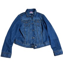 Tommy Hilfiger Jeans Jacket Womens Size M Blue Denim Trucker Button Up - $18.60