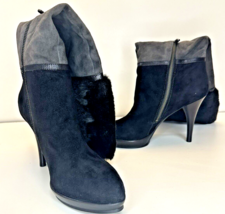 B. Makosky Boots Size 10M Women&#39;s Black Grey Suede Faux Fur  Knee High Shoes - £9.63 GBP