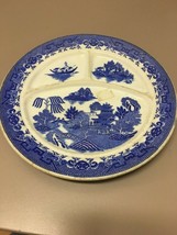 Vintage Made In Japan Blue Willow 3 Part Grill Plate Divided Restaurant China - £11.62 GBP