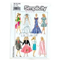 Simplicity 9334 Fashion Doll Dress Wardrobe Barbie Maxie Sew Pattern 1989 Uncut - £11.60 GBP