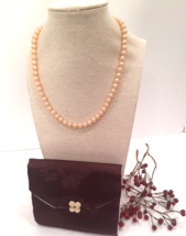 Vintage 16&quot; Faux Pearl Necklace - Signed Japan - with Satin bag travel c... - £30.28 GBP