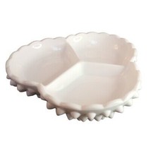 Fenton Hobnail Snack Dish Three Sectioned Nuts Appetizers 7.5&quot; Milk Glass VTG - £2.30 GBP