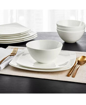 Hotel Collection Soft Square 12 Pc. Bone China Dinnerware Set, Service For 4 New - £117.91 GBP