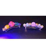Vintage Plastic Lucite Glowing Hair Clip Barrettes Handmade Set Of 2 - $24.98