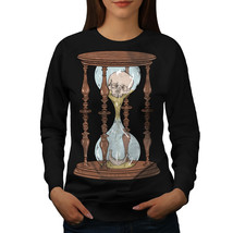 Wellcoda Clock Time Skull Womens Sweatshirt, Scary Casual Pullover Jumper - £23.23 GBP+