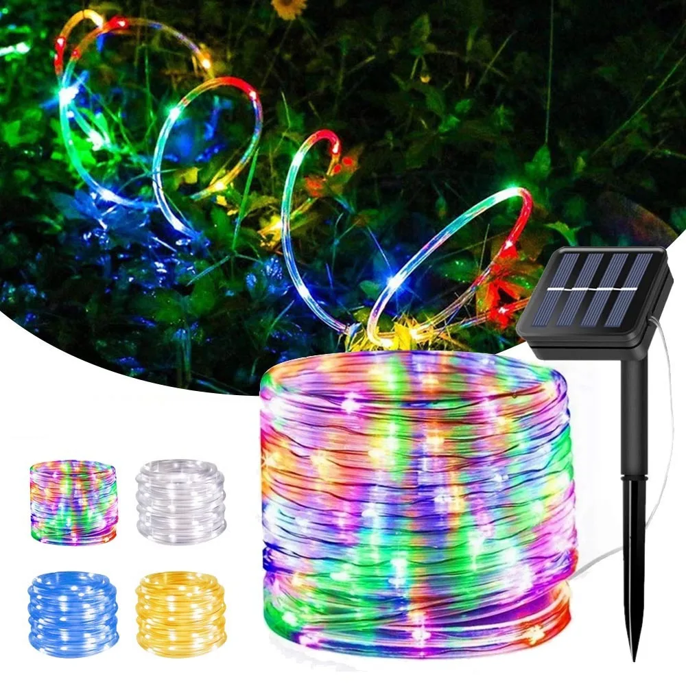 NEW 32M 22M 7M Solar Powered  Rope String Lights Outdoor Waterproof Fairy Lights - £64.59 GBP