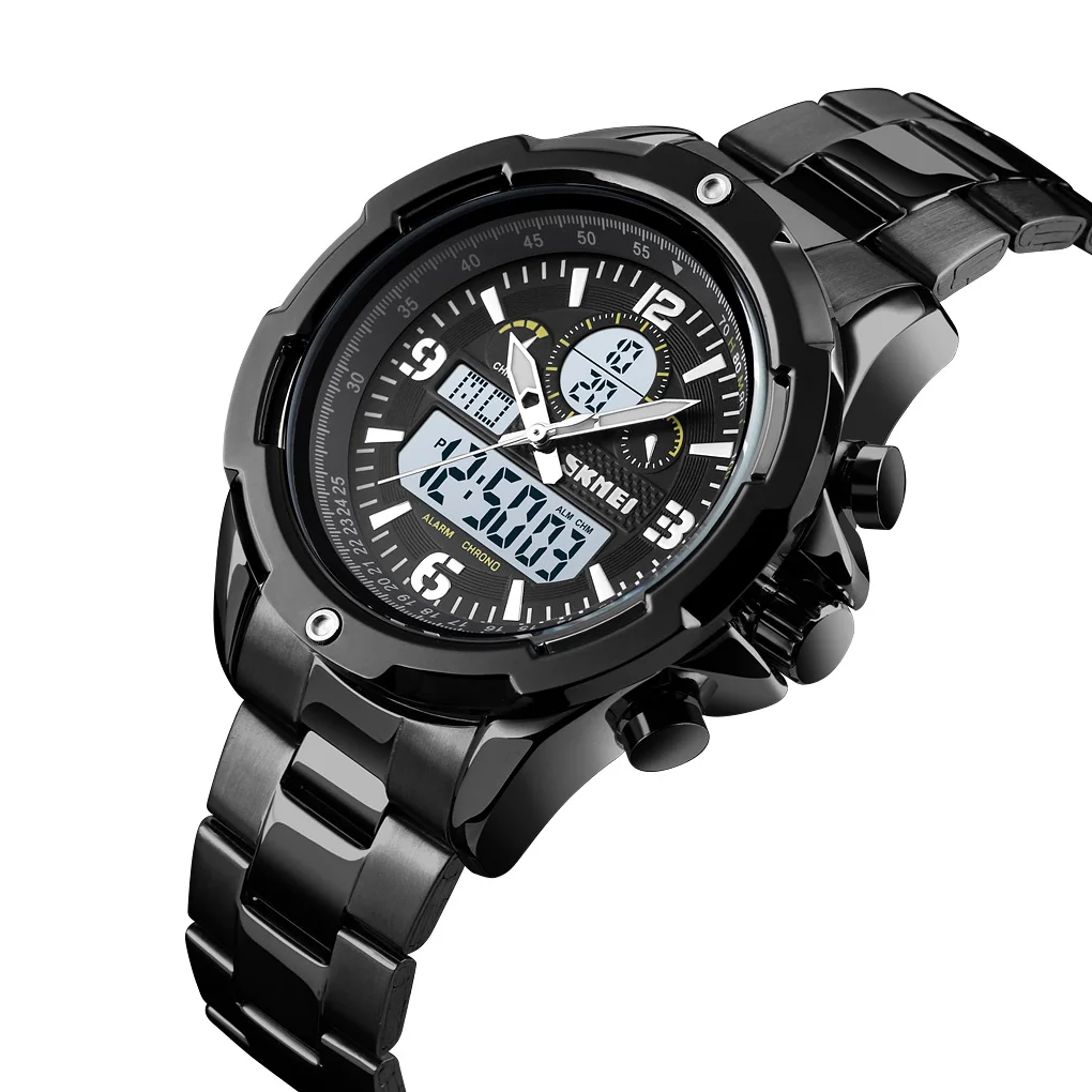  Dual Display Watch Men Multi Function Digital Wrist  Mens Zine Alloy Case Water - £165.58 GBP