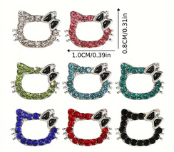 NAIL CHARM RHINESTONE Silver Hello Kitty with Red, Blue & Black Rhinestone 6/CS image 2