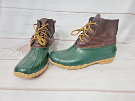 Sperry Saltwater Women&#39;s Duck Boots Brown Leather Size 8.5 Waterproof Rain - £31.44 GBP