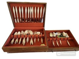 Reed &amp; Barton Sterling Flatware Set LARK Pattern 54 Pieces Mid-Century With Box - £1,558.52 GBP