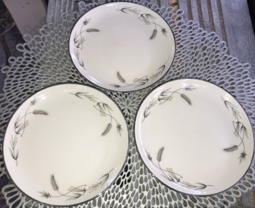 1950s Vintage 3 Plates Bread Dessert Silver Wheat Taylor Smith Taylor Taylorton Item image 2
