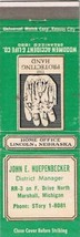 Matchbook Cover John E Huepenbecker Marshall Michigan - £1.63 GBP