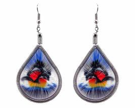 Orca Killer Whale Animal Graphic Silk Thread Teardrop Dangle Earrings - Womens F - £11.86 GBP