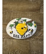 Garden Decor Painted Rock Bee Happy - $24.63