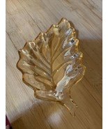 Amber/Marigold JEANETTE Iridescent  Carnival GLASS LEAF Nut Candy Trinke... - $20.31 CAD