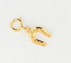 18k gold TINY HORSE SHOE  pendant / charm with spring clasp #21 - £62.30 GBP