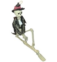 15” Hip Black Hat Wearing  Halloween Skeleton Hangable Ornament Decor  - £28.84 GBP