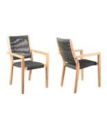 Set of Two 23&quot; Charcoal and Natural Wood Solid Wood Outdoor Arm Chair - $1,084.37 CAD