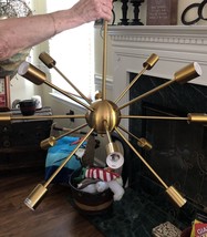 Mid Century Sputnik Chandelier 12 light, Handmade Brass Chandelier - £421.56 GBP