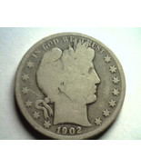 1902 BARBER HALF DOLLAR GOOD G NICE ORIGINAL COIN FROM BOBS COINS FAST S... - $22.00