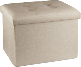 Storage Ottoman 17&quot; Small Storage Ottoman Foot Rest Stool Assorted Sizes Beige - £26.30 GBP
