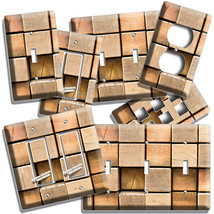 Rustic Wood Qubes Look Light Switch Plates Outlet Modern Room Home Office Decor - £13.08 GBP+