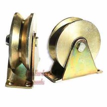 2 Pack 2.5&quot; inch Sliding Gate Roller Steel V Type Wheel Track Rail w/ Br... - $58.81