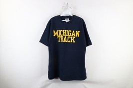 Vintage 90s Mens XL Spell Out University of Michigan Track &amp; Field T-Shirt Blue - £33.23 GBP