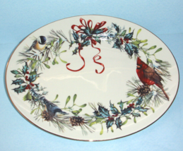 Lenox Winter Greetings Oval Serving Platter 13&quot; Cardinal/Greenery USA New Boxed - £118.79 GBP