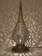 MOROCCAN TRADITIONAL  FLAME Nickel Table Lamp - Medium - £222.36 GBP