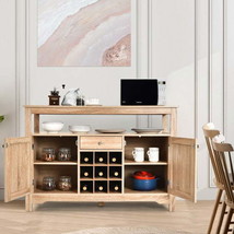 Buffet Server Sideboard Wine Cabinet Console-Natural - £162.45 GBP