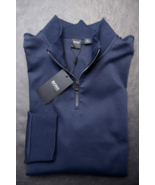 Hugo Boss Mens B-Sidney 1/4 Zip Dark Blue Cotton Sweatshirt Sweat Big &amp; ... - £73.97 GBP