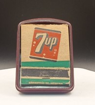 Vintage Bakelite Pocket Table Top Match Holder w/ Vintage Ad Matchbook 7up Soda - £27.39 GBP