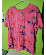 Vintage Womens Top Coconut Bay All Over Print Fish Pink 2XL Sea Shirt - £10.70 GBP