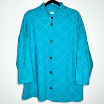 NWT SOFT SURROUNDIGS Brinley Shirt jn Ocean Blue Linen/Cotton blend Size 1X - £44.80 GBP